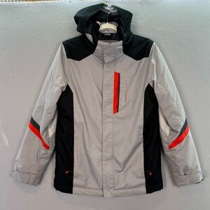Obermeyer - Teens ski snow Jacket Hooded full zip up Coat Grey / black SZ‎ XL 18